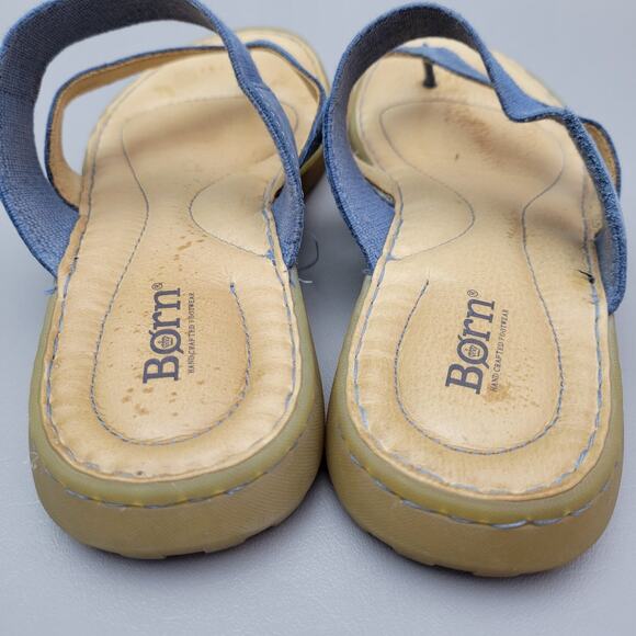 Born Nevis Thong Comfort Sandals Full Grain Blue Leather Slide Women’s Size 10 - Picture 9 of 11